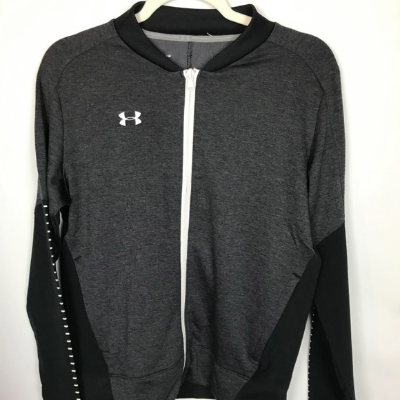Under Armor Women’s Medium Black & Gray Hybrid Full Zip Active Sports Jacket - Picture 1 of 4